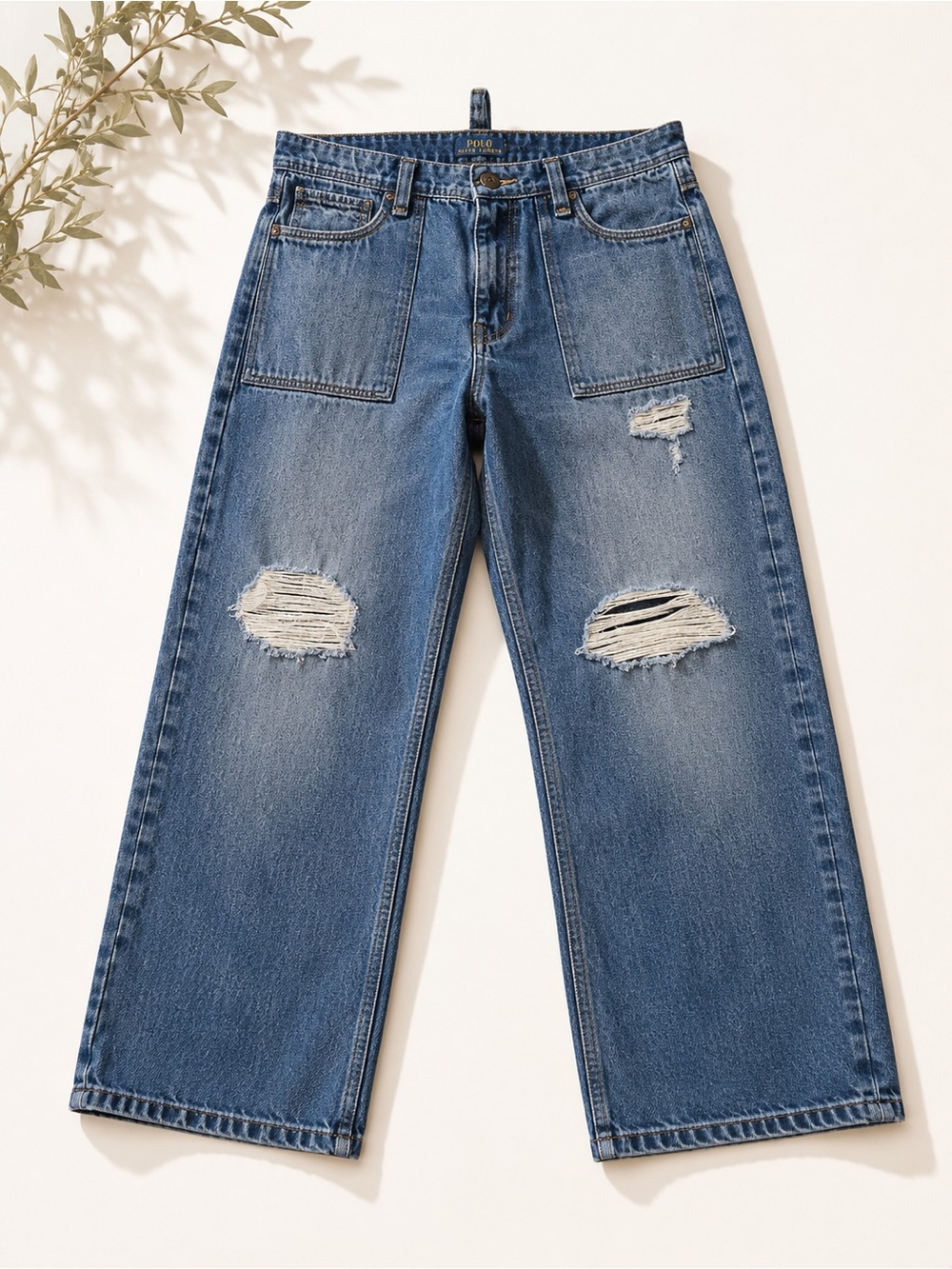 Polo by Ralph Lauren Distressed Blue Straight-Leg Jeans